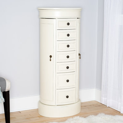 Jewelry hot armoire white wood organizer tall